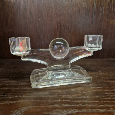 Skleněný svícen Made in Czechoslovakia
