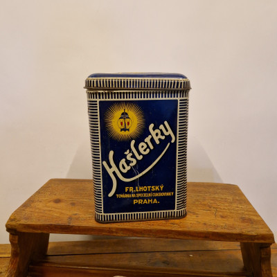 Plechová reklamní plechovka Hašlerky