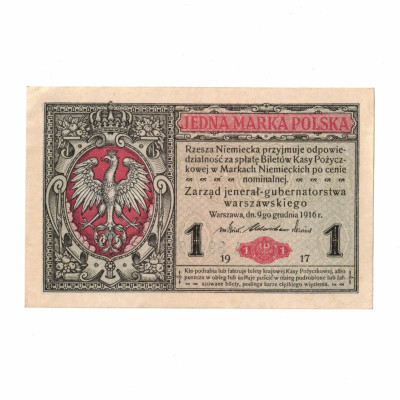 Papírová bankovka, 1 jedna marka Polska, r.1917, A 3942842