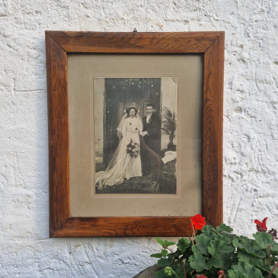 Svatební fotografie v dřevěném rámu - obraz