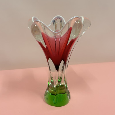 Váza hutní sklo, Josef Hospodka v.26cm