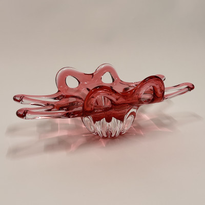 Dekorativní velká skleněná mísa Rubín Glass – hutní sklo