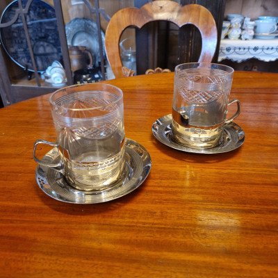 Čajové  secesní velké skleničky Argentor Werke Rust &...