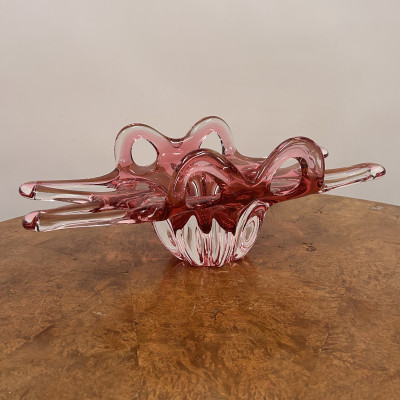 Dekorativní velká skleněná mísa Rubín Glass – hutní sklo