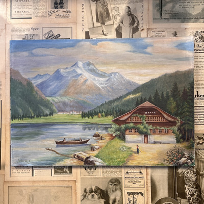 Obraz MARINA Dívka s horskou krajinou a ledovci,...