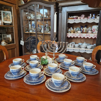 Porcelánový čajový servis Crown Ducal BRIDGE SCENES, Made...