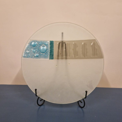 Skleněná mísa, dekorativní talíř Jiřina Tauchmanová