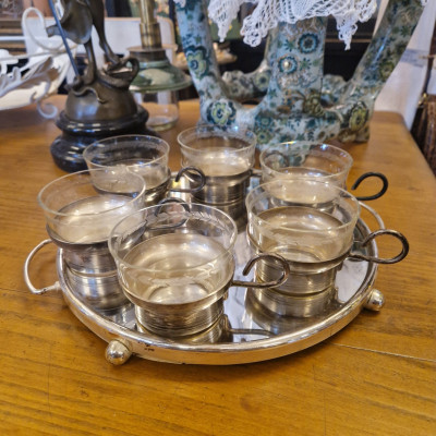 Alpaková čajová souprava s tácem