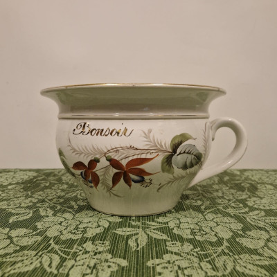 Francouzský porcelánový nočník, "Bonsoir" (Dobrý večer)