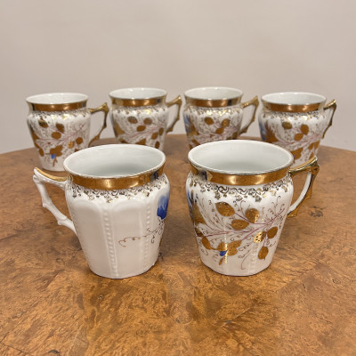 Secesní porcelánové hrnečky, sada 6ks