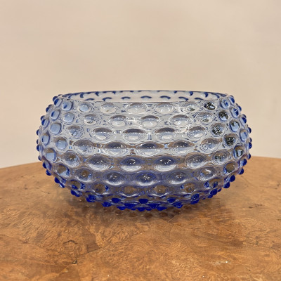 Modrá skleněná mísa z kolekce Hobnail "Ananas"