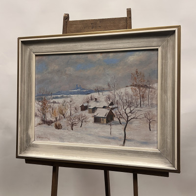 Obraz Zimní krajina se siluetou Trosek, signováno J....